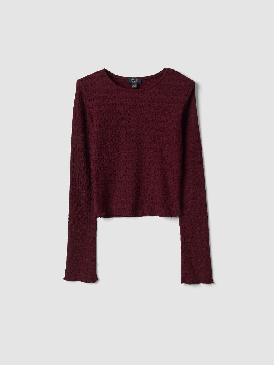 Red long-sleeve stretch crew-neck T-shirt_0