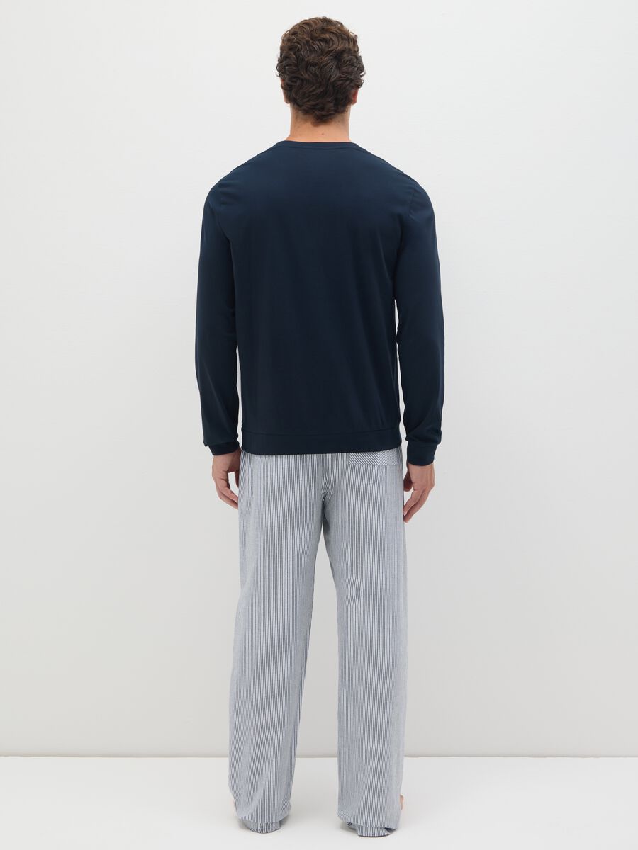 Pigiama in puro cotone blu e grigio regular fit_2