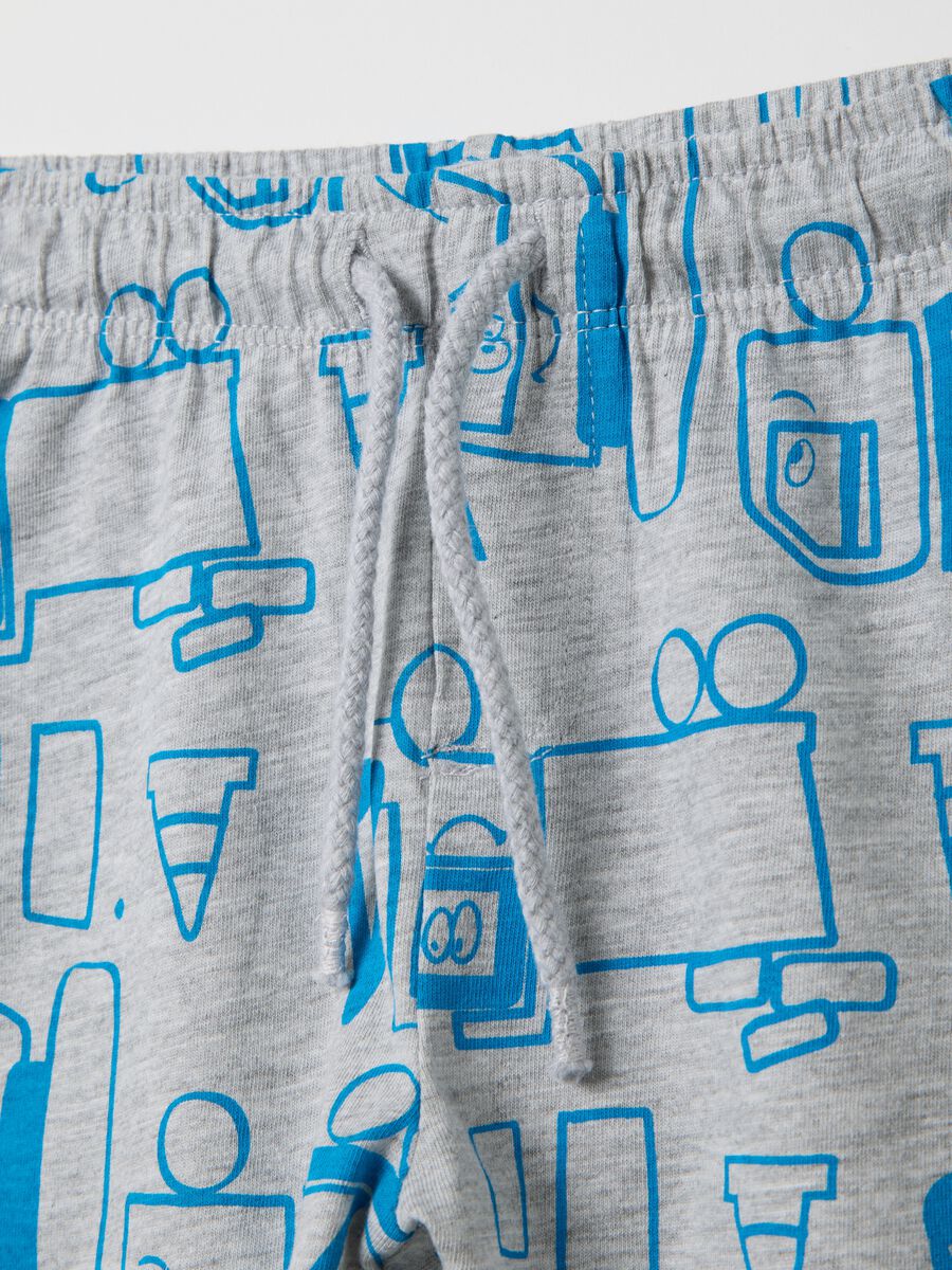 Two-pack grey and blue Bermuda shorts with drawstring and print_2