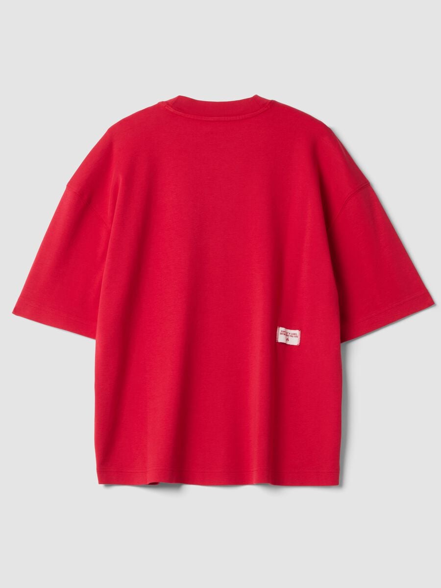 Red crew-neck T-shirt in pure cotton, boxy fit_6