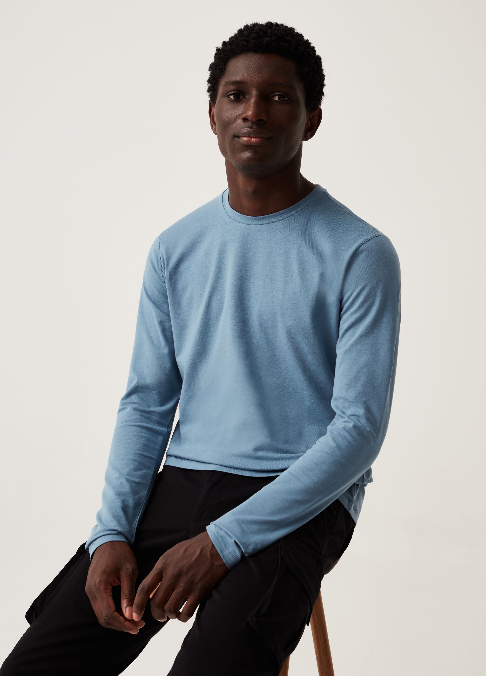 Long-sleeved T-shirt in stretch jersey