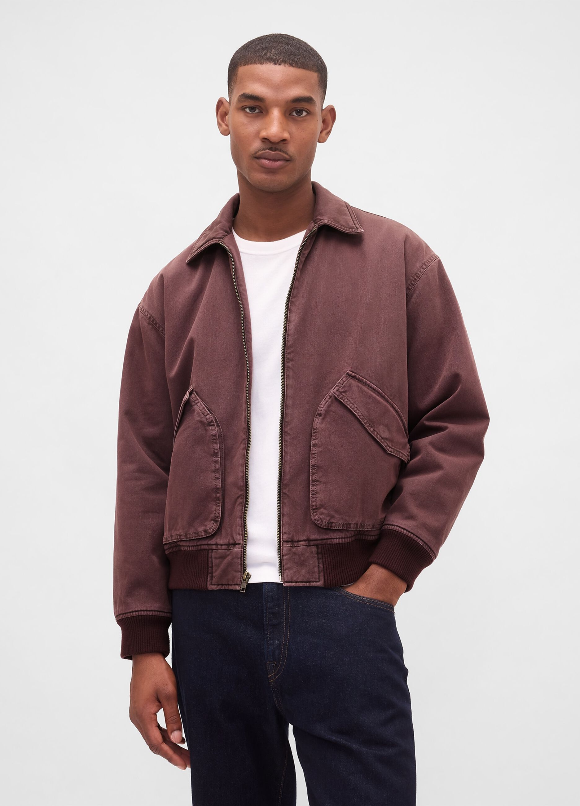 Brown jacket in pure cotton