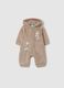 Beige fleece baby onesie with hood_0