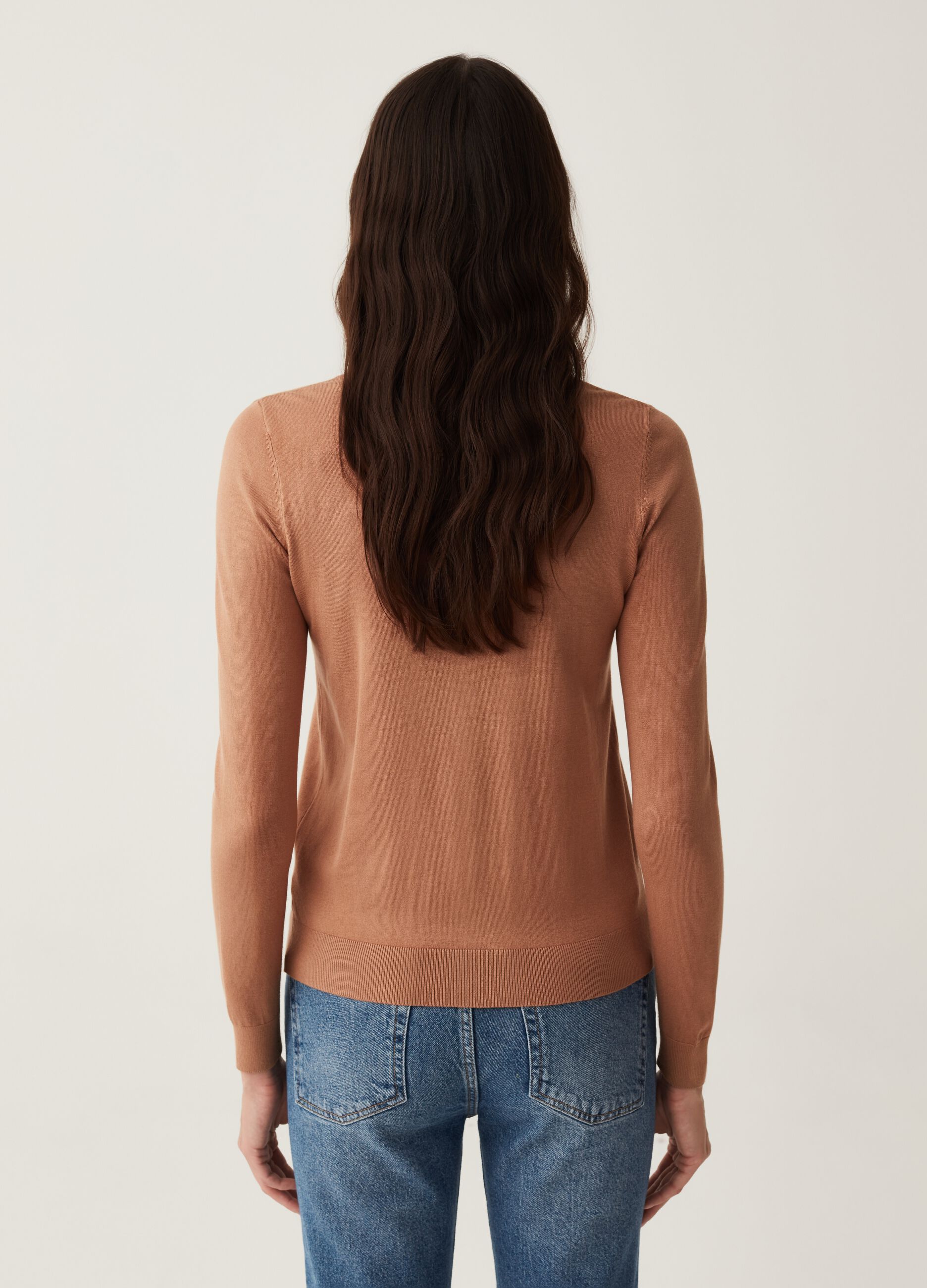 Cardigan girocollo tinta unita_2