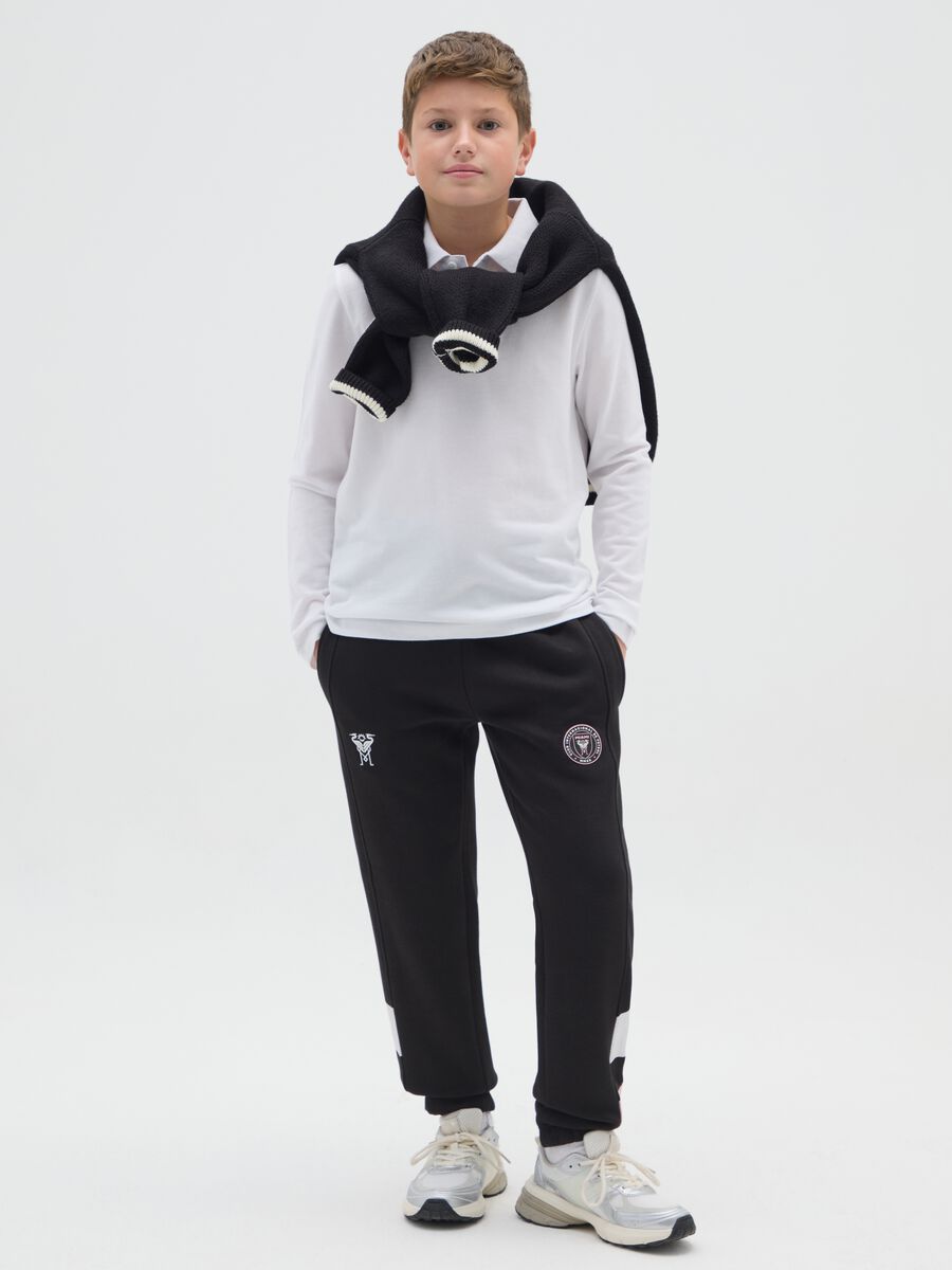 Pantaloni neri da bambino in misto cotone regular fit_0