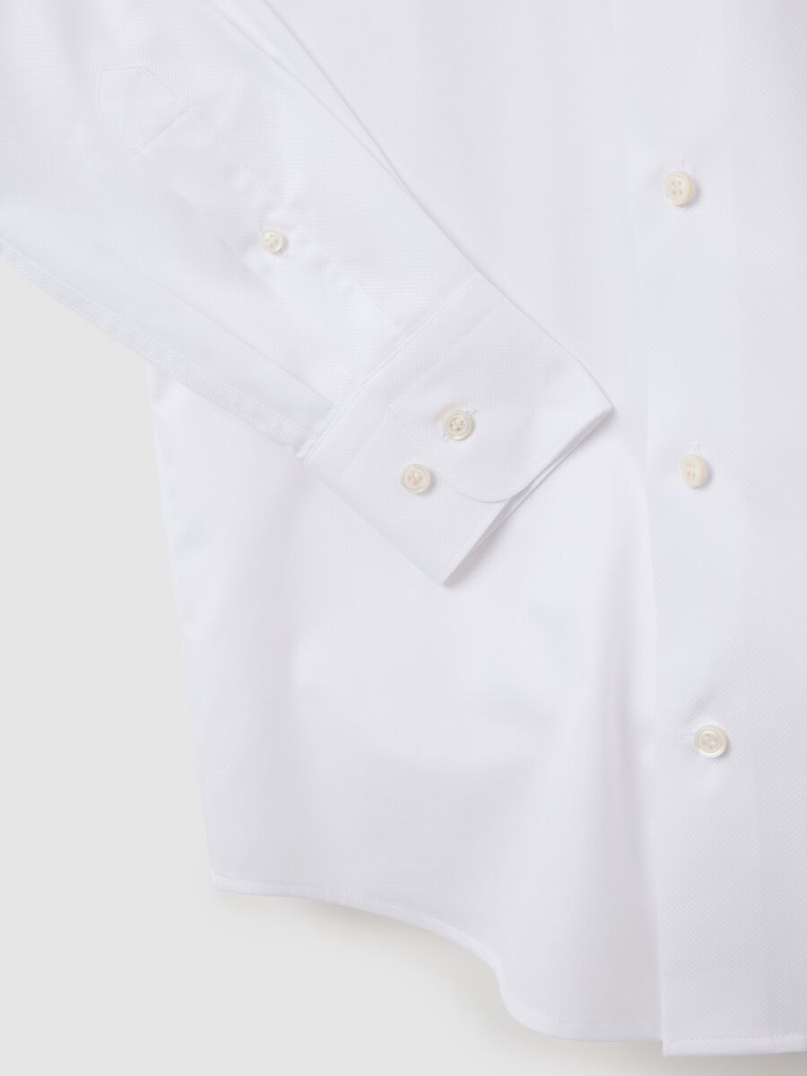 White Cotton Slim Fit Shirt_5