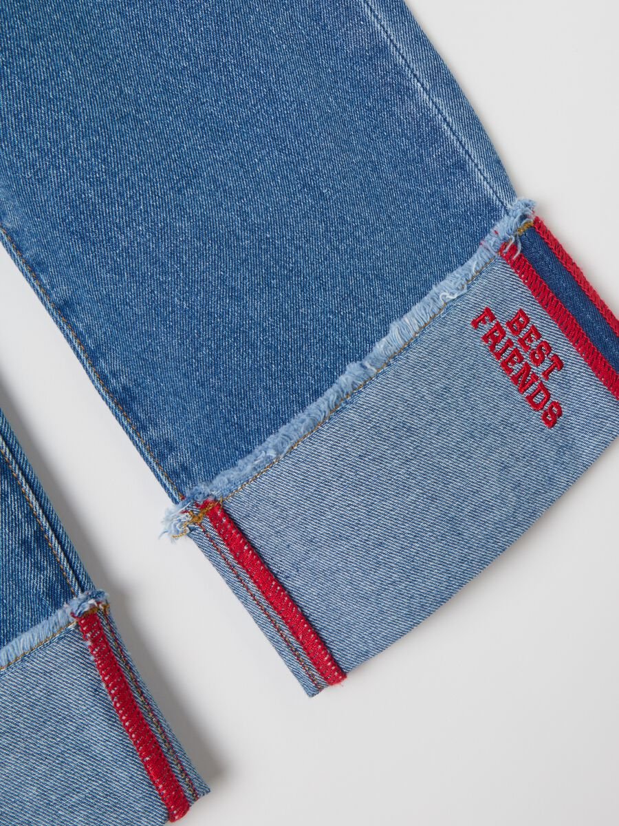 Jeans a gamba larga ricamo Minnie e Topolino_3