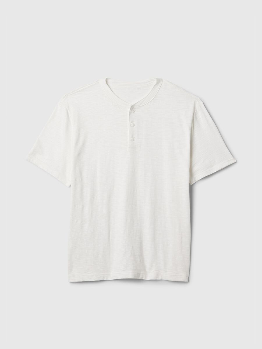 Cotton T-shirt with granddad neckline_3