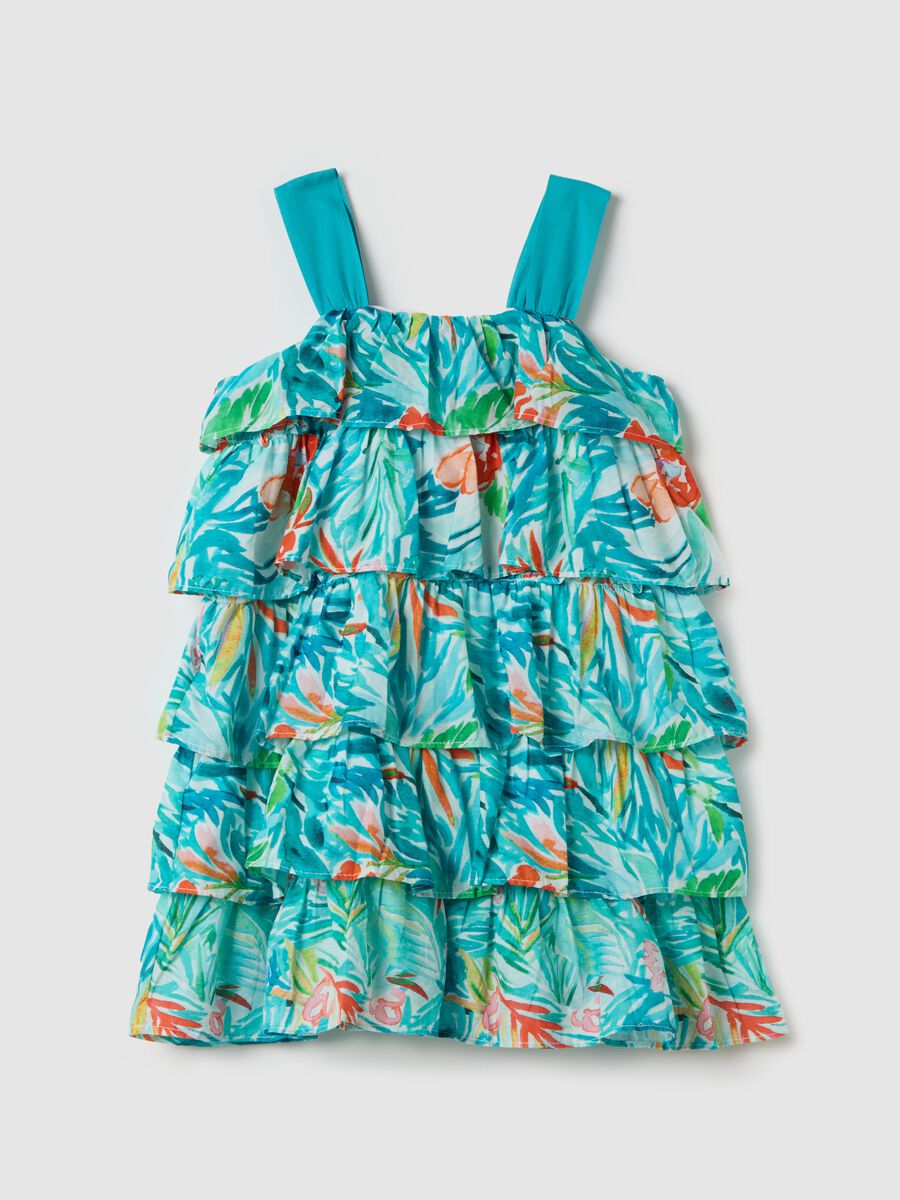 Girls’ multicoloured, frilled dress in 100% cotton with regular fit_0