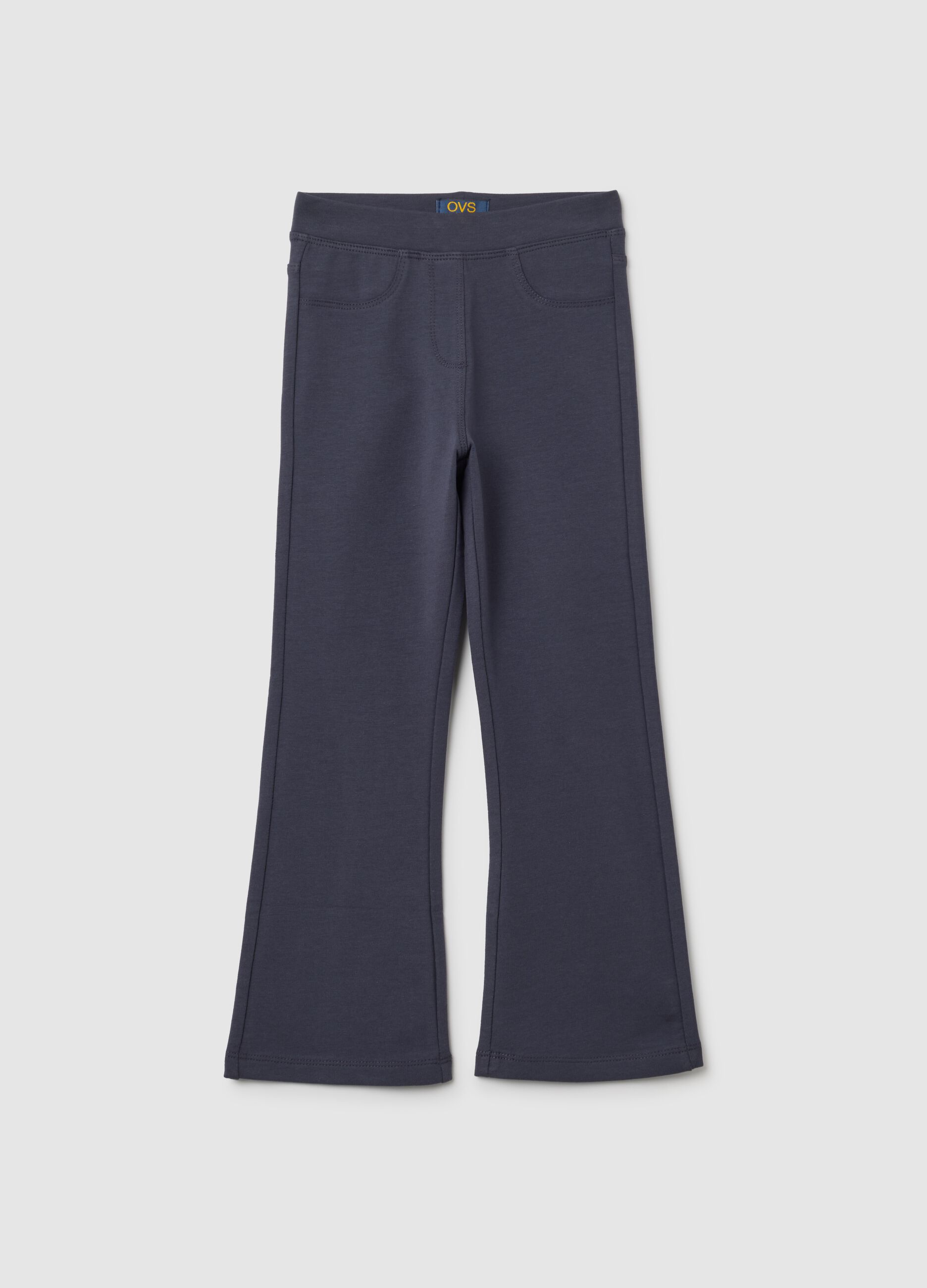 Treggings da bambina in misto cotone blu regular fit