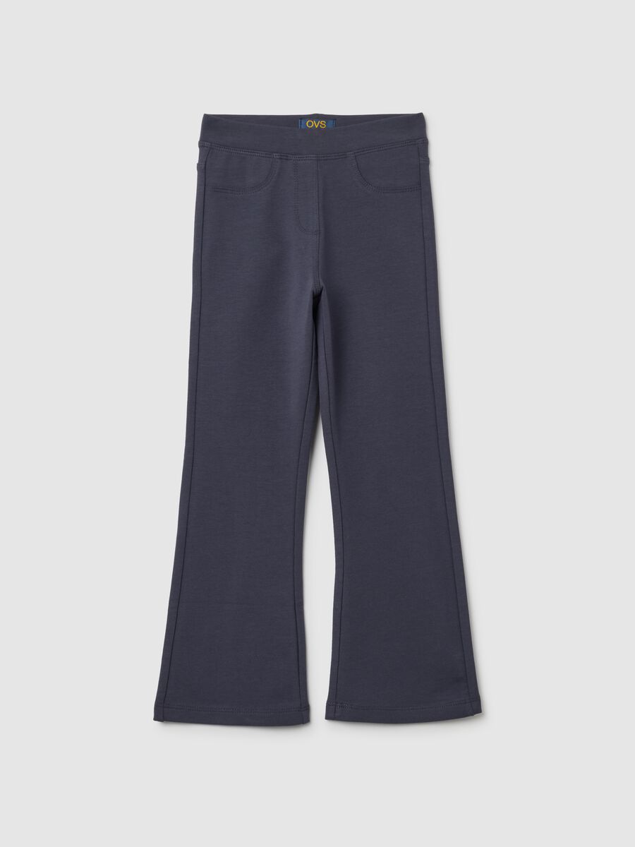 Treggings da bambina in misto cotone blu regular fit_0