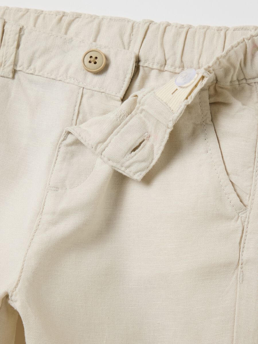 Boys’ beige regular-fit shorts in viscose and linen blend_3