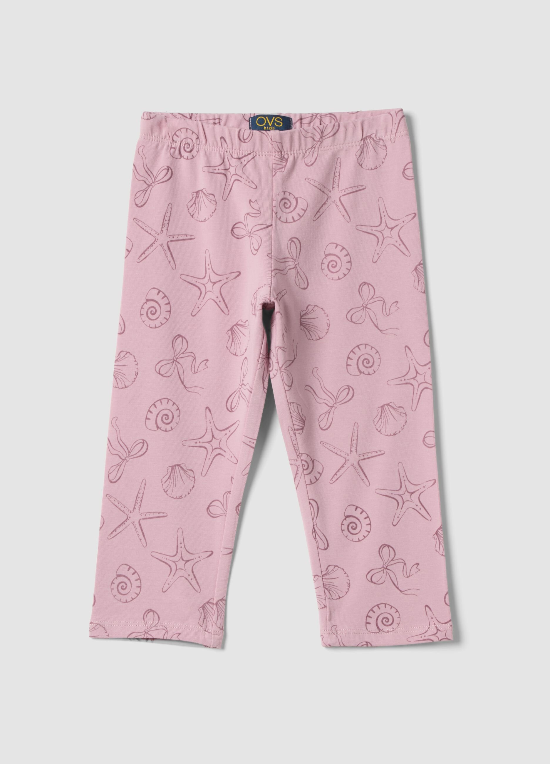 Girls&rsquo; pink skinny leggings in stretch cotton with prints