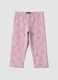 Girls&rsquo; pink skinny leggings in stretch cotton with prints_0