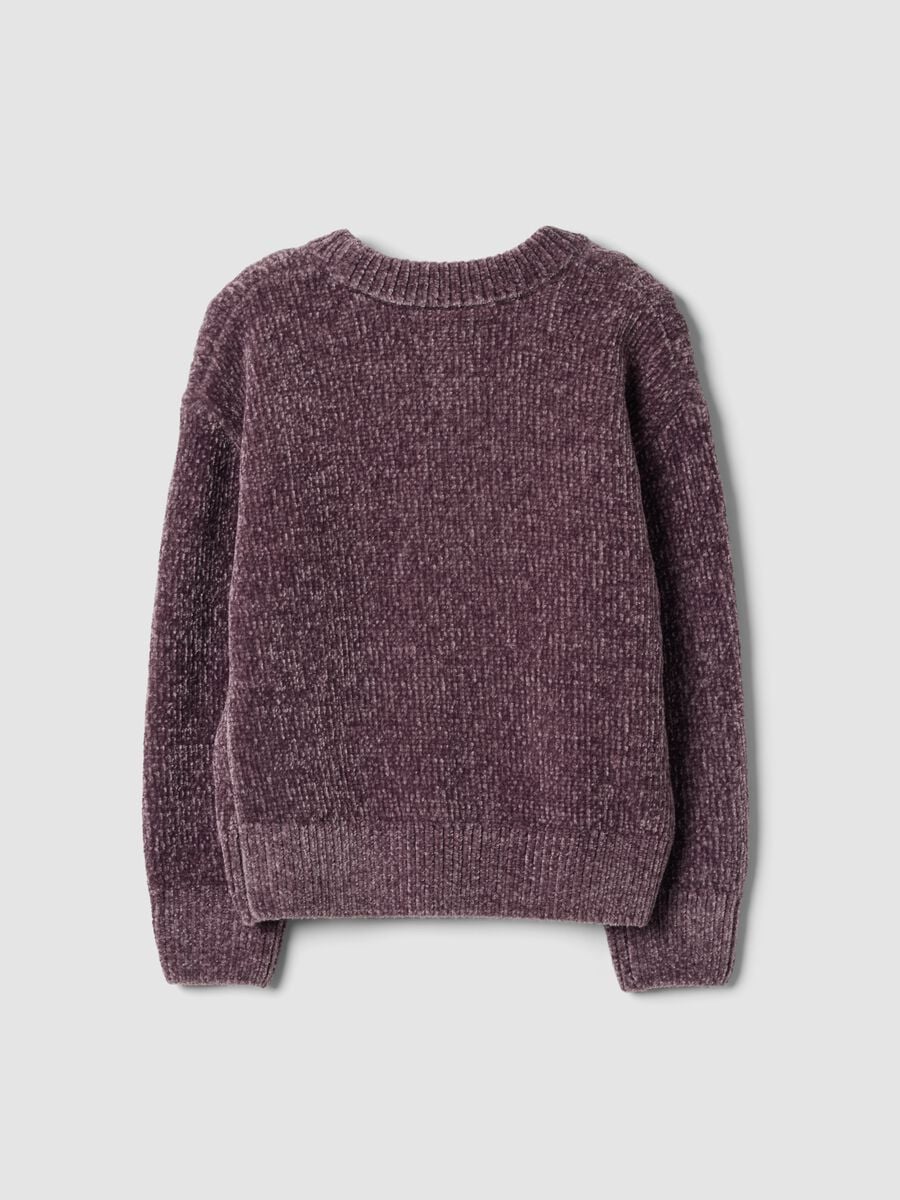 Maglione viola prugna girocollo a trecce regular fit_1