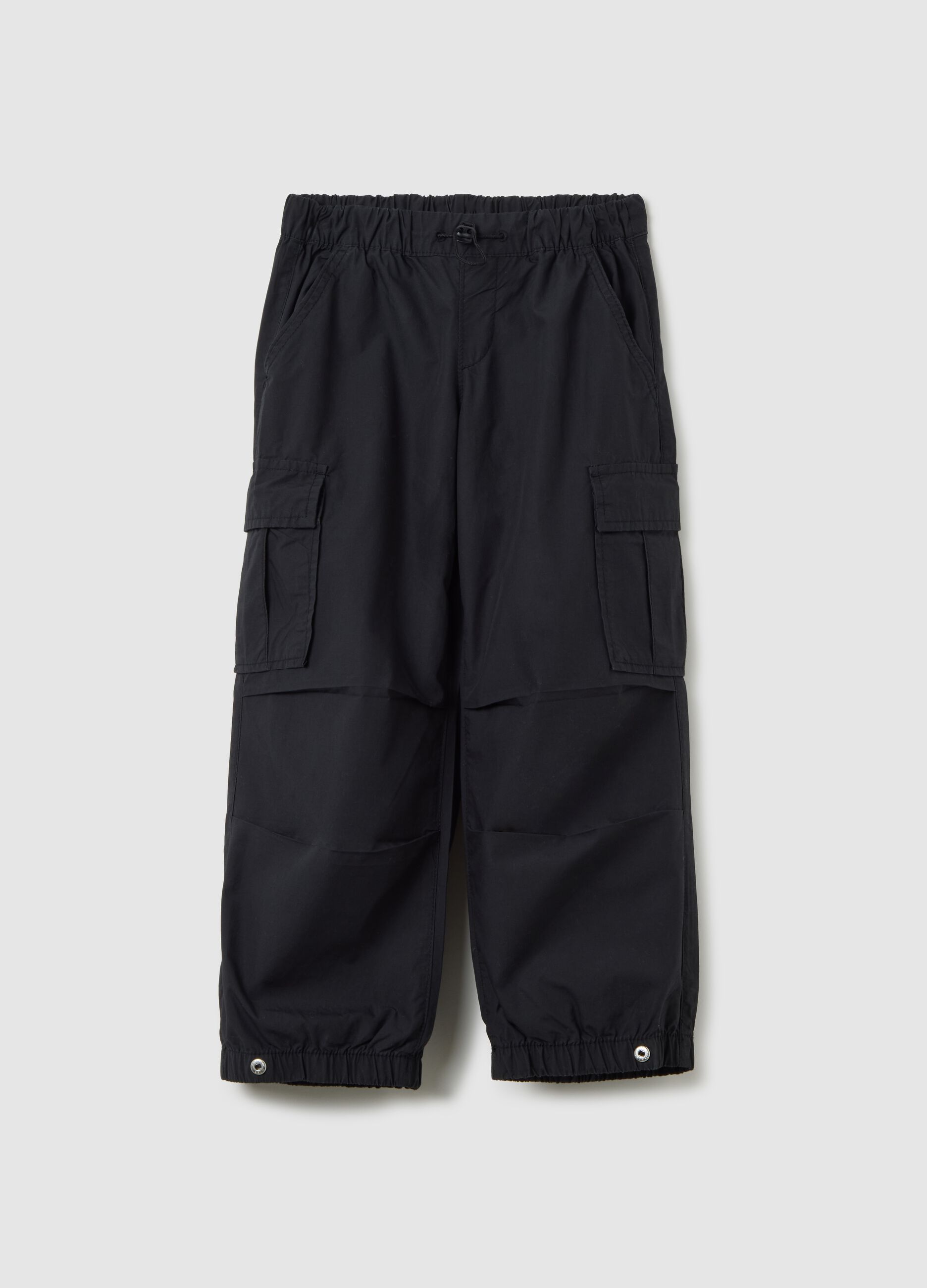 Cargo joggers in cotton with drawstring