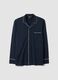Pigiama blu con colletto in puro cotone organico_0