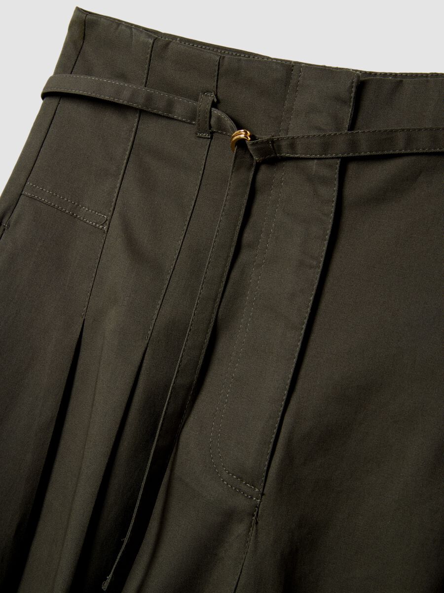 Grey wide leg stretch cotton chino trousers_5