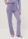 Purple regular fit pajama trousers with lace details and pattern_1