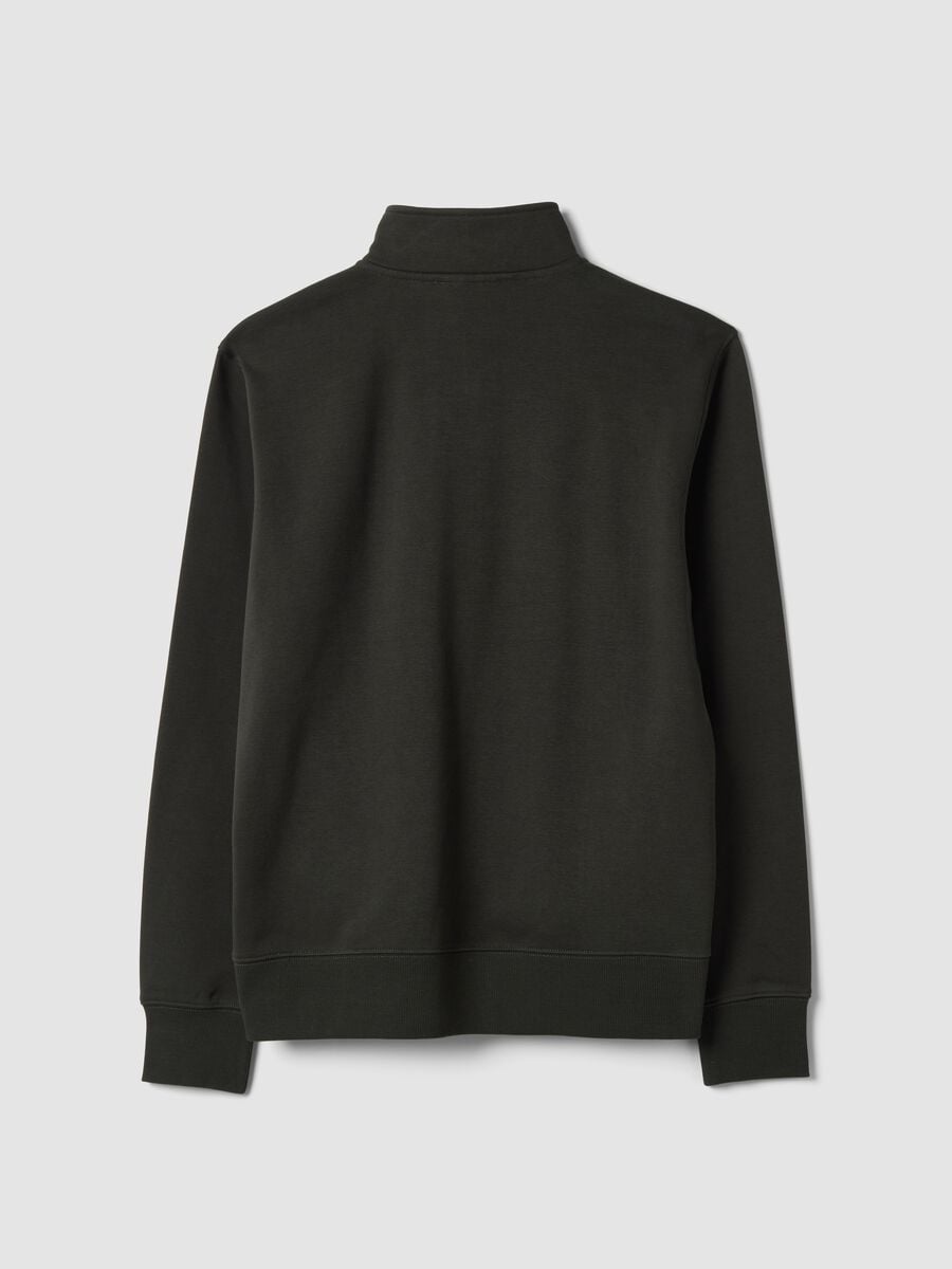 Grey cotton-blend half-zip sweatshirt with crew neck_2