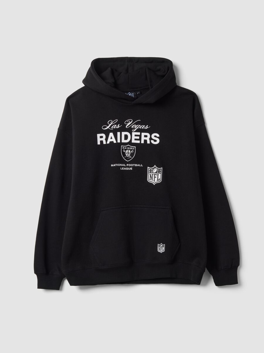 Black cotton-blend hoodie with Raiders print_0