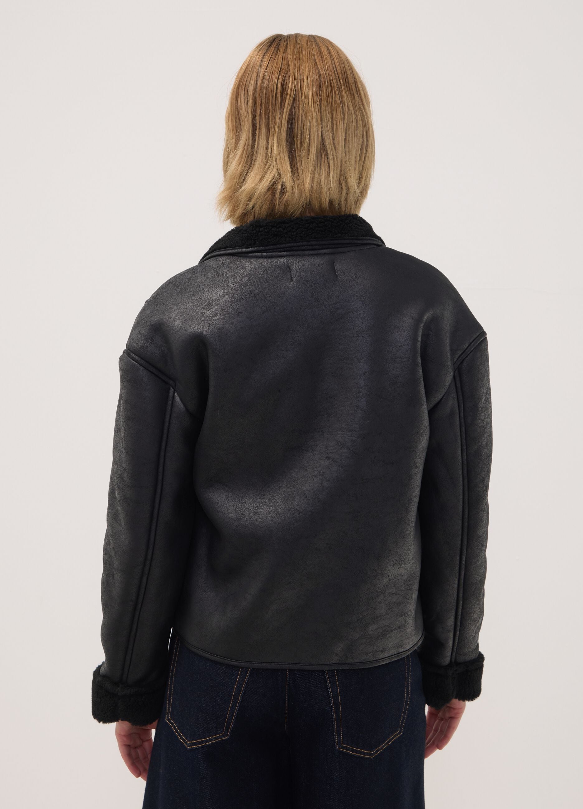 Black regular jacket with wide collar