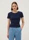 T-shirt in puro cotone blu regular fit con cucitura a contrasto_0