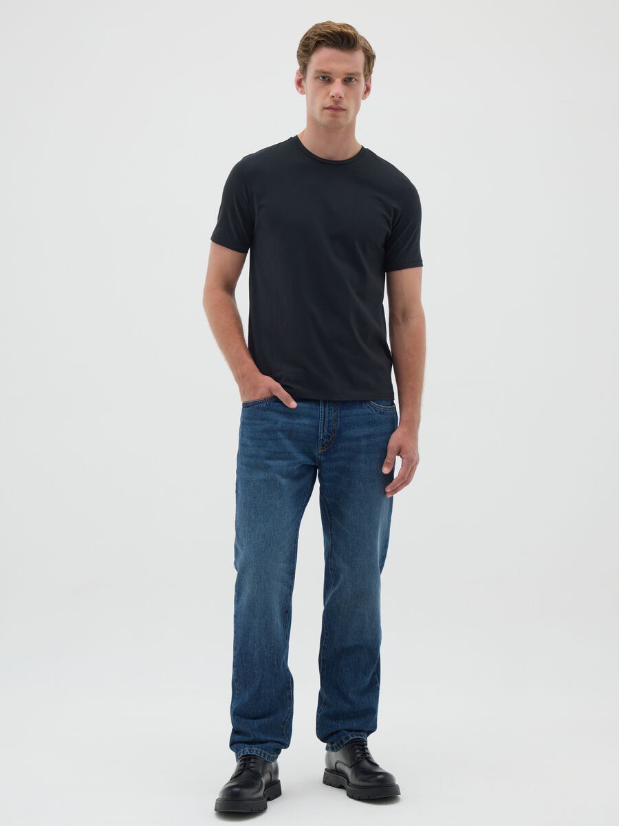 Men's Black Slim Fit Stretch Cotton T-shirt_1