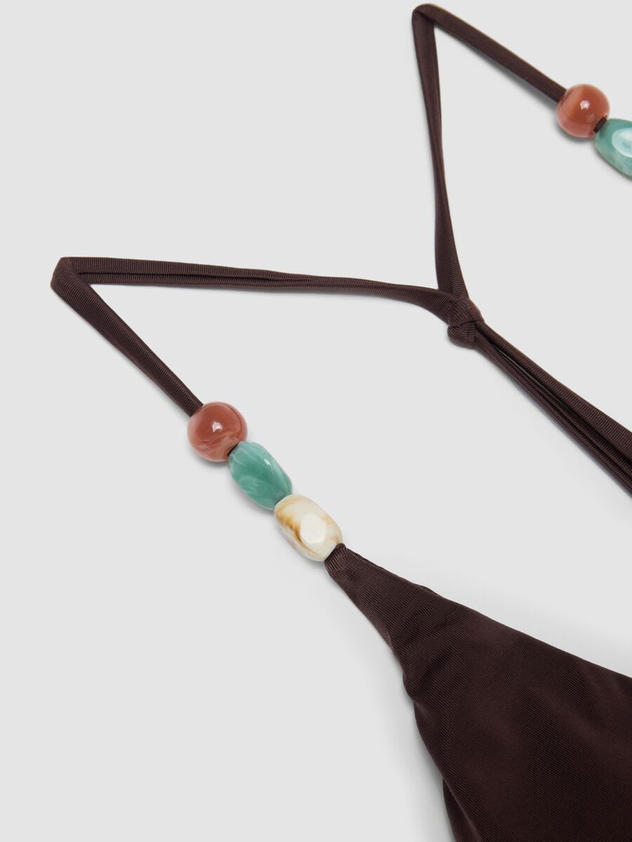 Brown stretch swimsuit with embellished straps_6