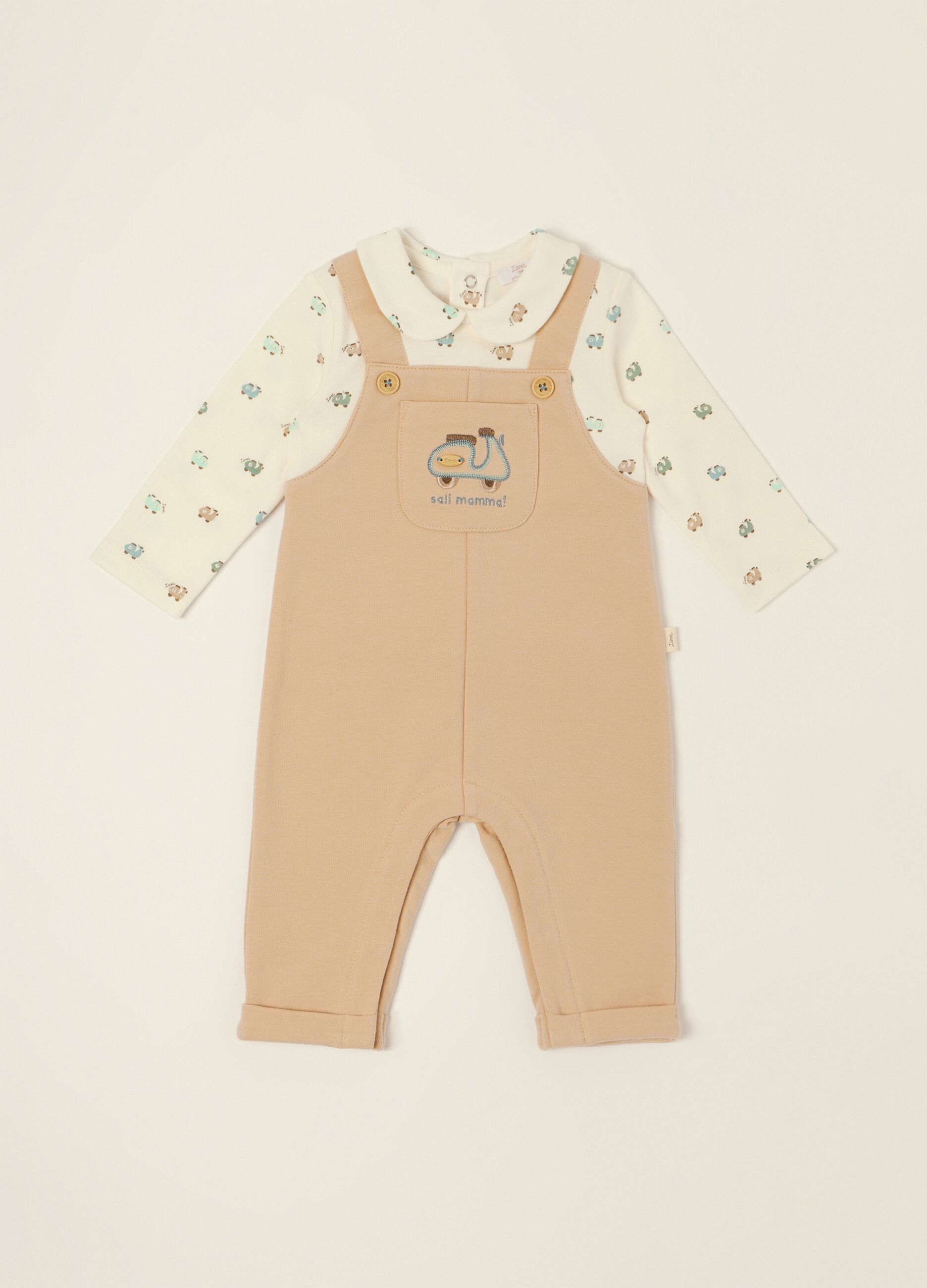 Multicolour 100% cotton baby romper with scooter motif