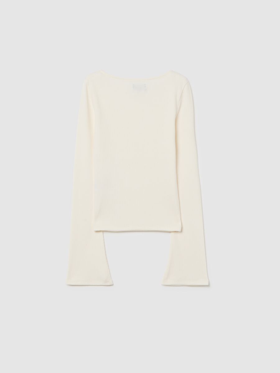 Maglia da ragazza in cotone elasticizzato beige regular fit_1