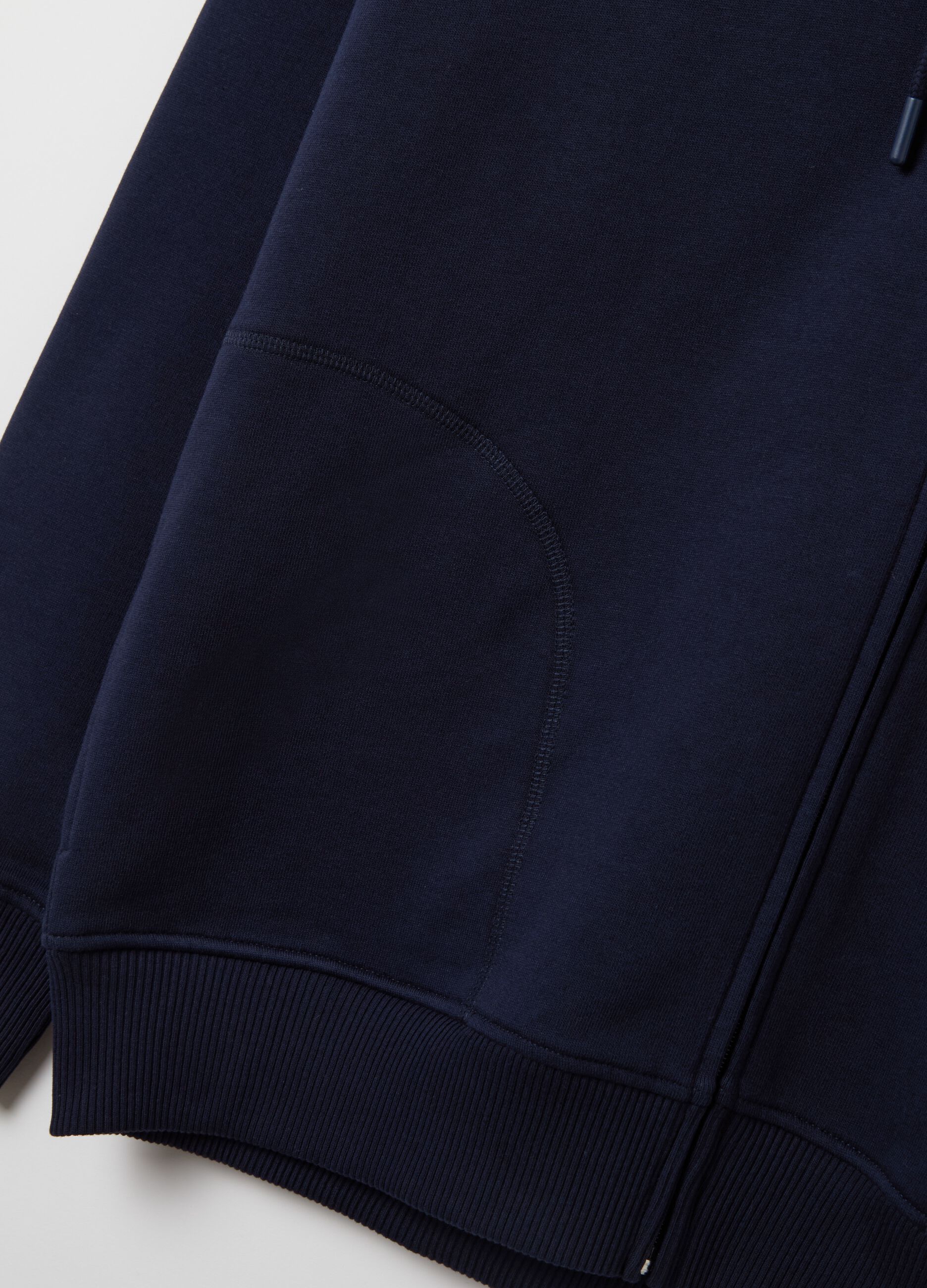 Over-fit full-zip sweatshirt in cotton with hood