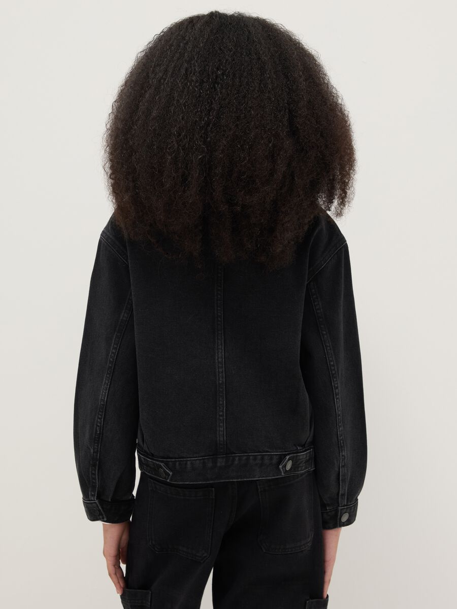 Giacca in puro cotone nero da ragazza regular fit_1