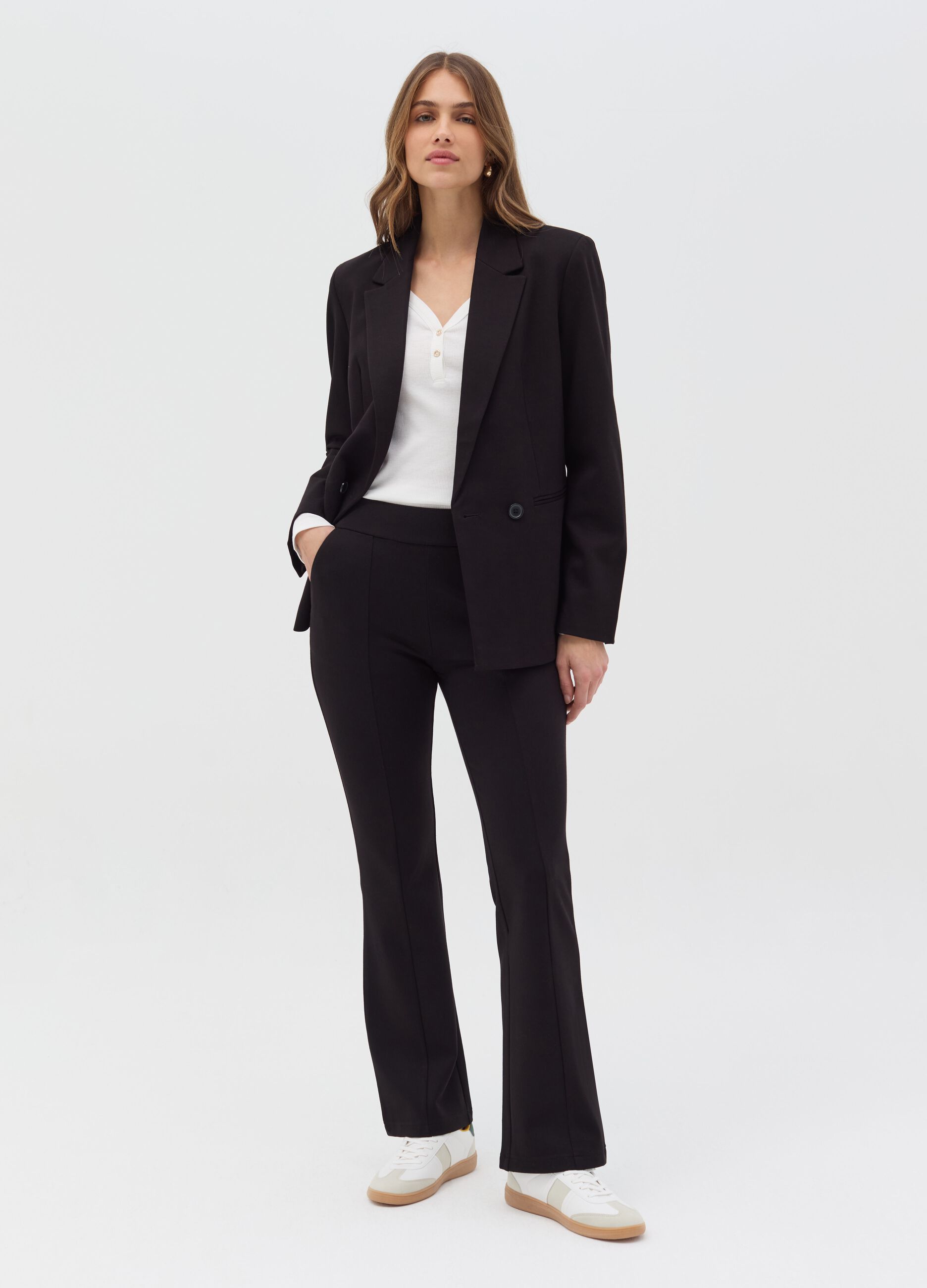 Milano-stitch leggings with raised seams