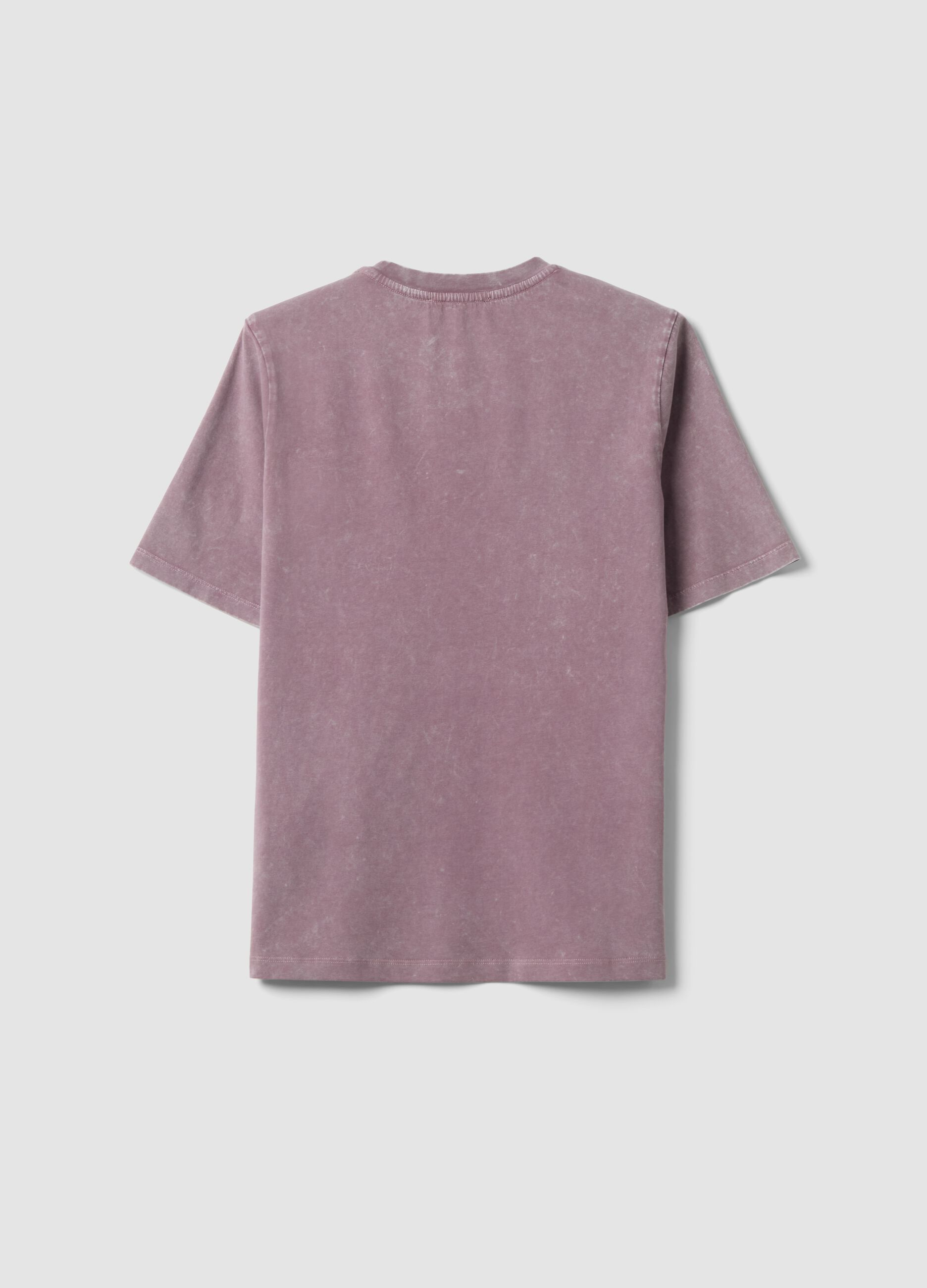 Purple pure cotton T-shirt with floral print, relaxed fit