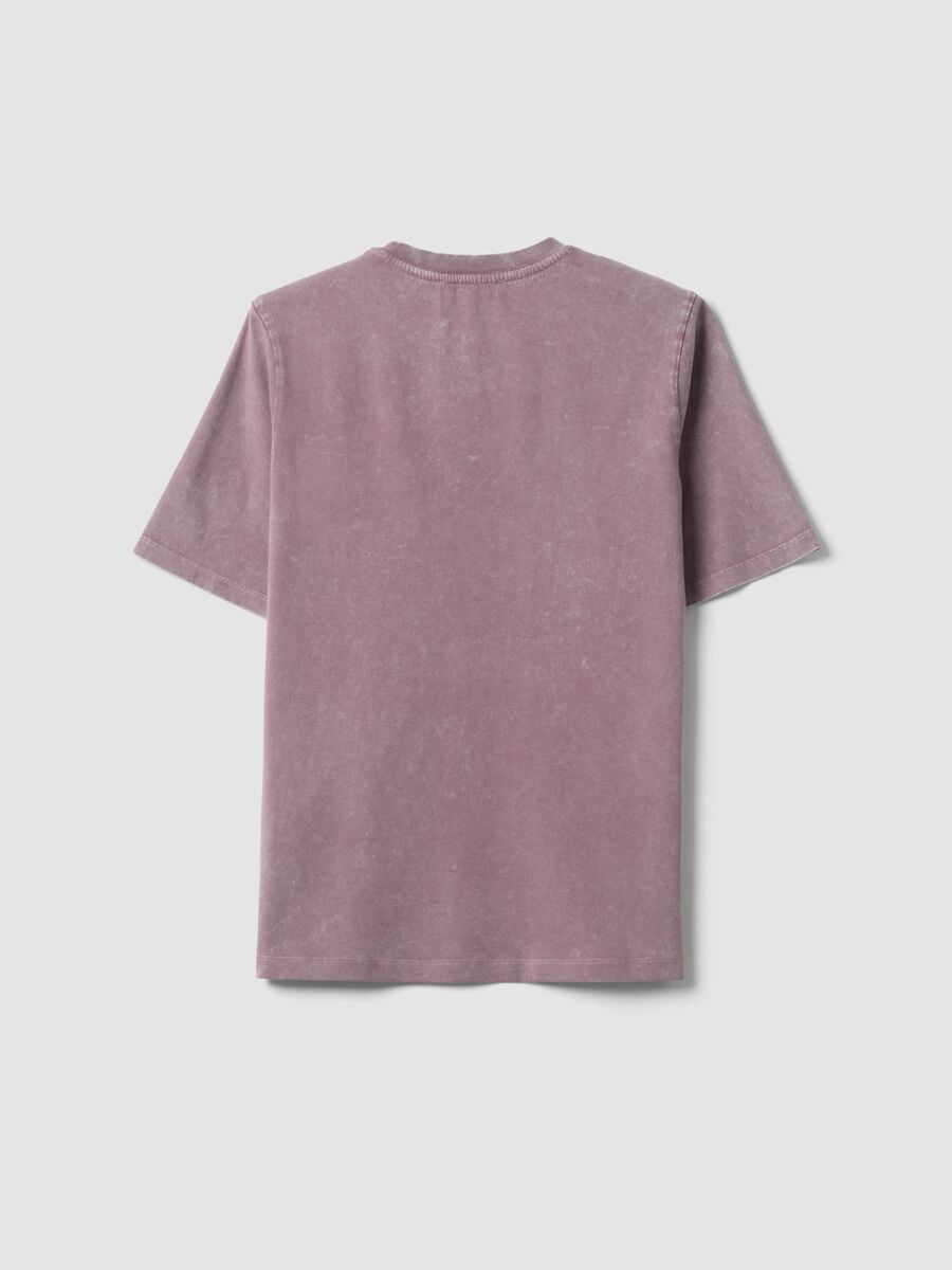 Purple pure cotton T-shirt with floral print, relaxed fit_1