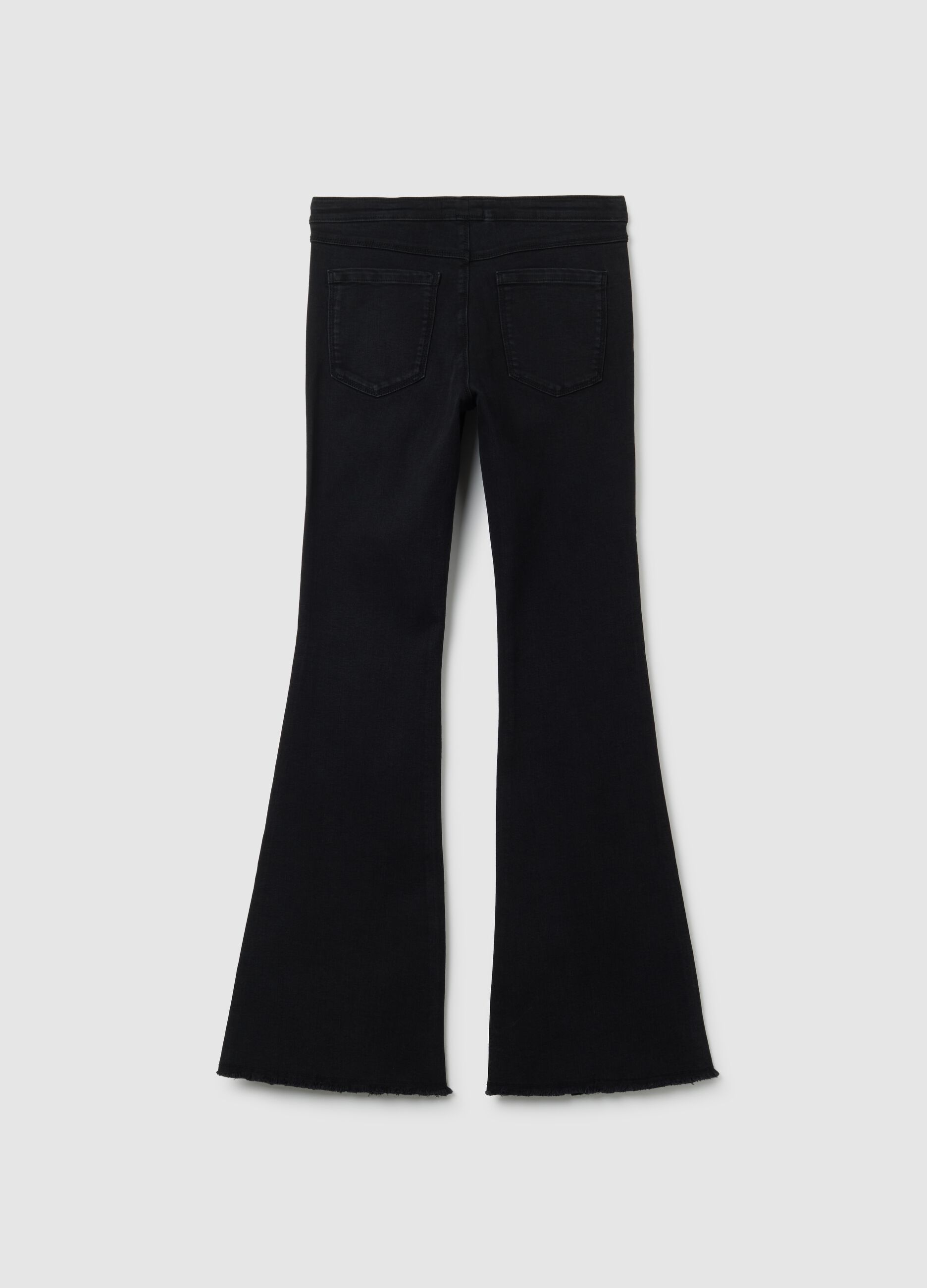 Jeggings da ragazza in misto cotone nero flare