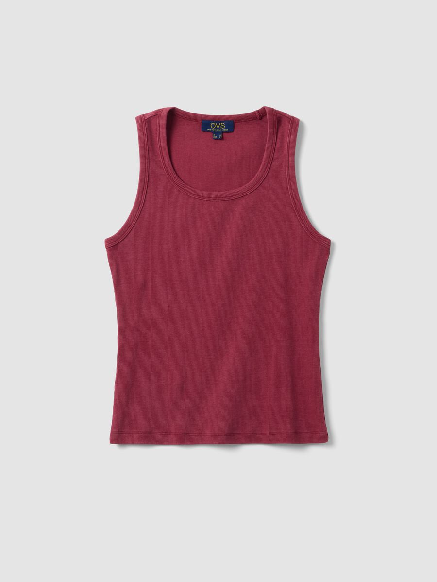 Red stretch cotton vest top, regular fit_4