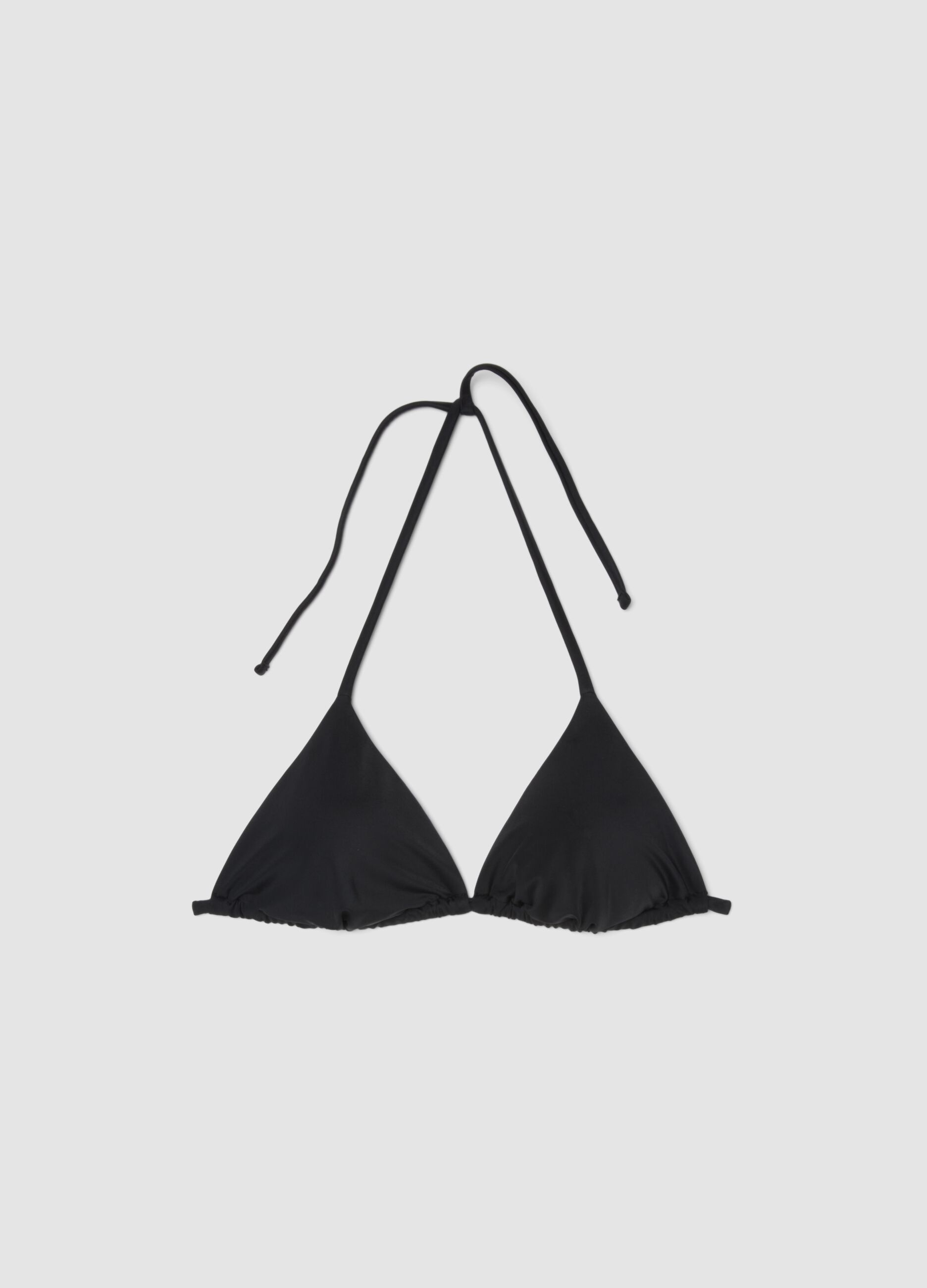 Black triangle bikini top in stretch fabric