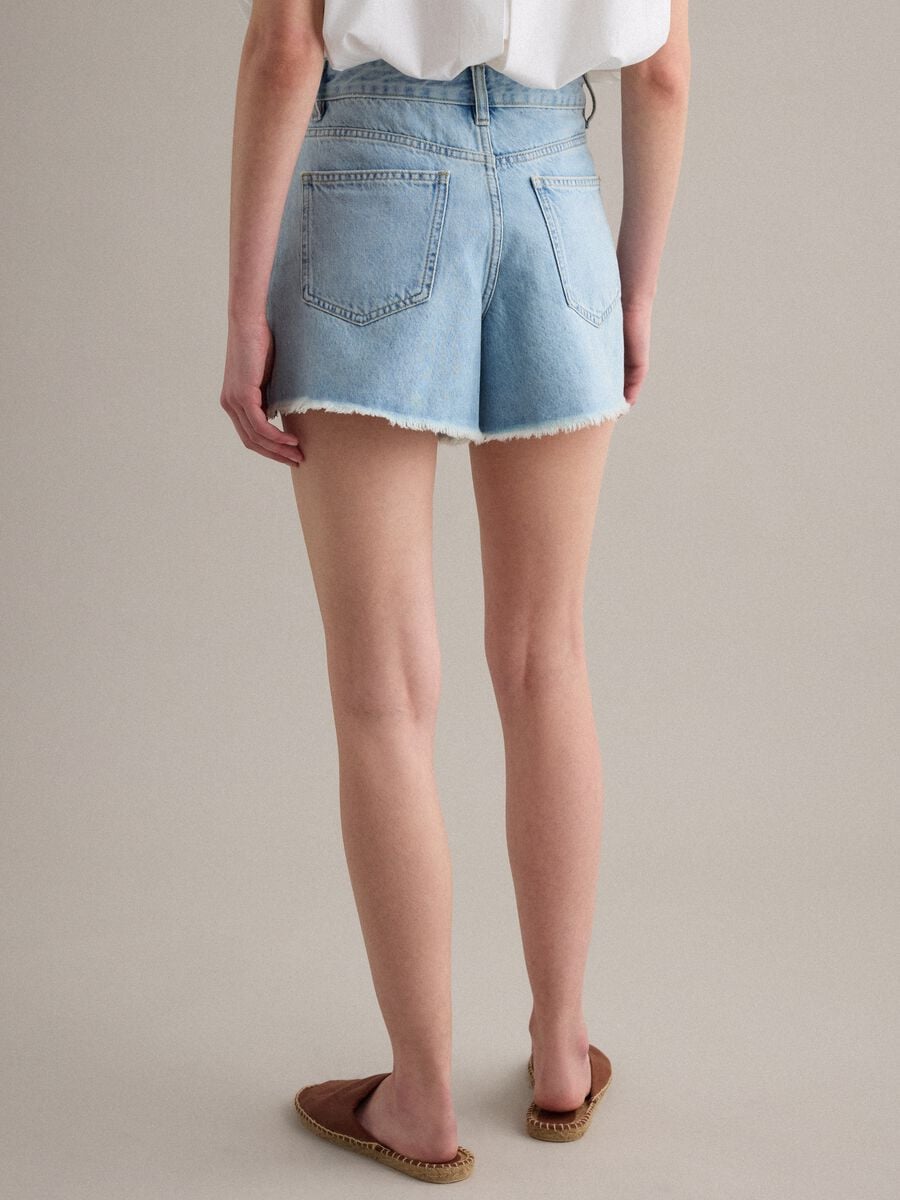Light blue pure-cotton denim shorts with patchwork inserts_2