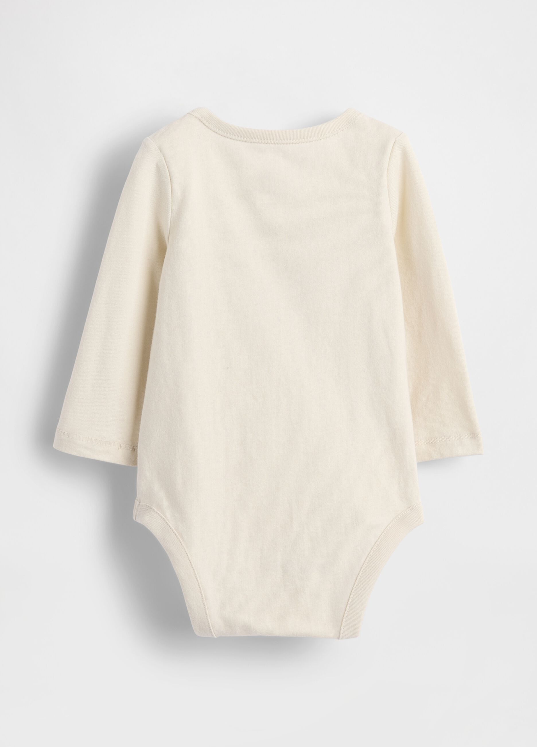 Beige cotton bodysuit with teddy bear print