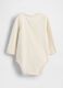 Beige cotton bodysuit with teddy bear print_1