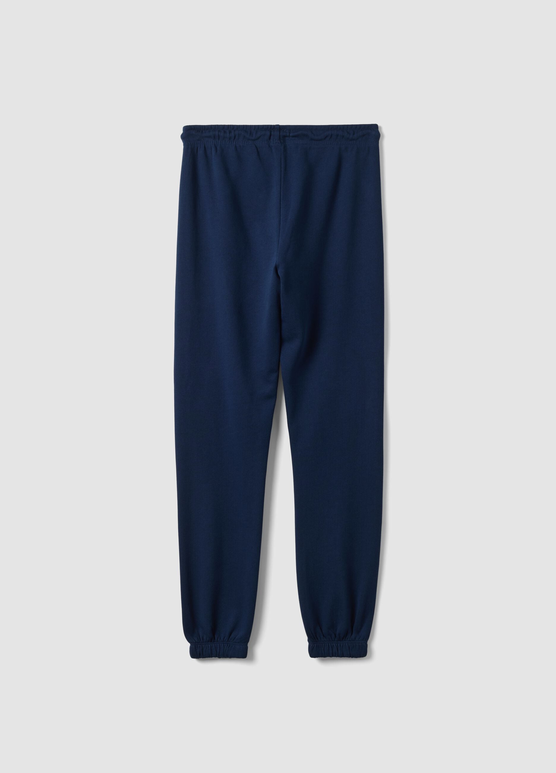 Blue pure-cotton joggers, regular fit