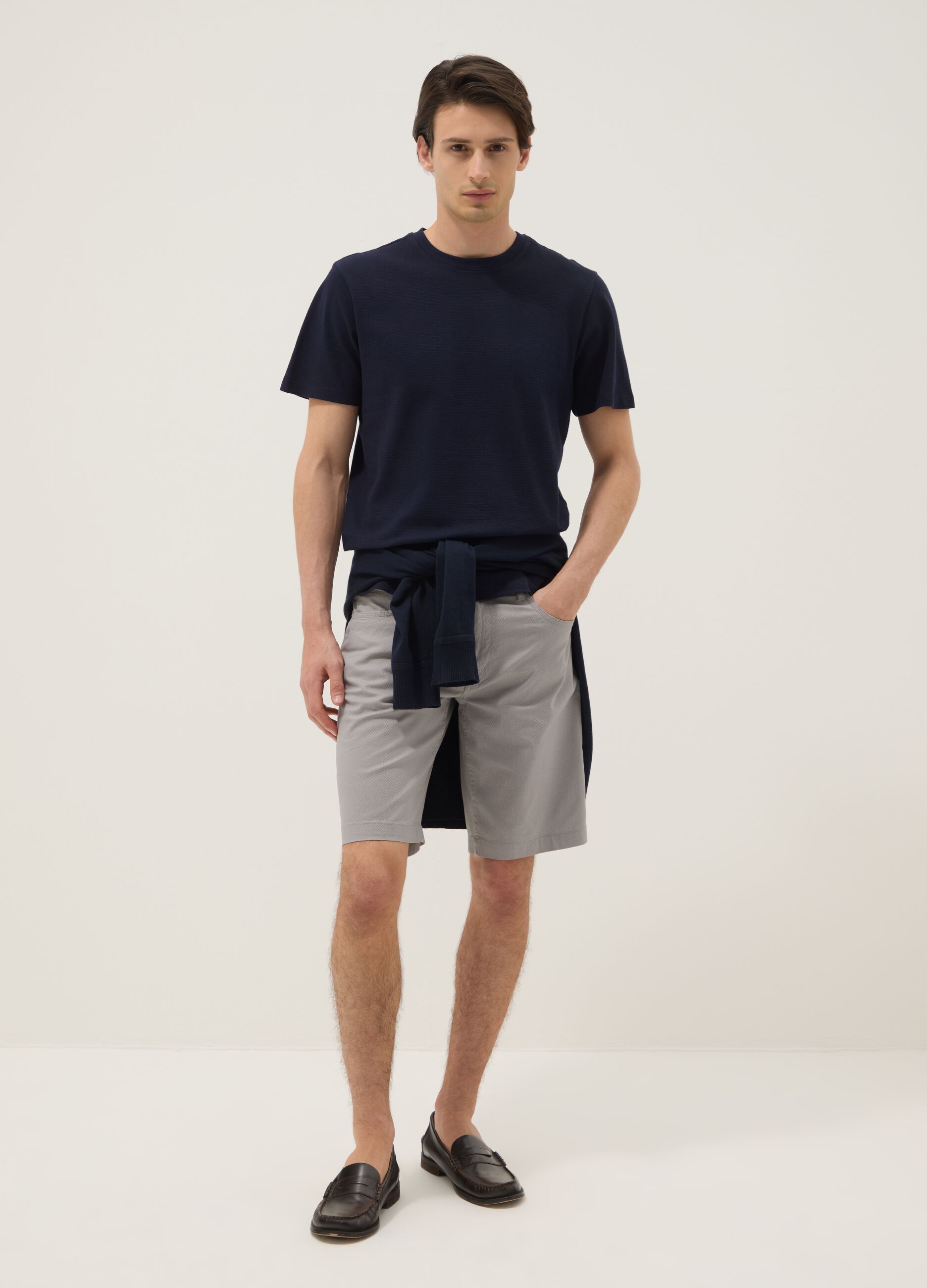 Blue short-sleeve pure cotton T-shirt