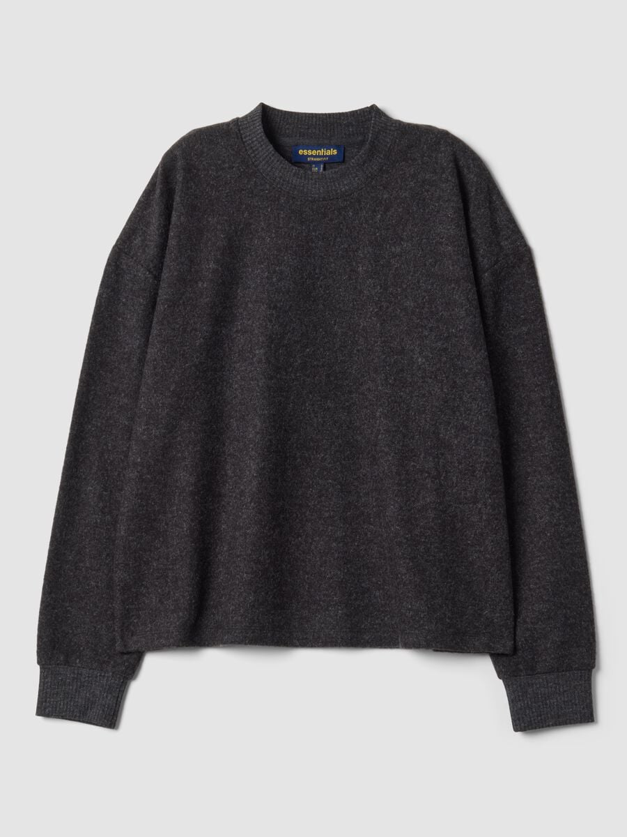 Grey viscose-blend crew-neck jumper, regular fit_0