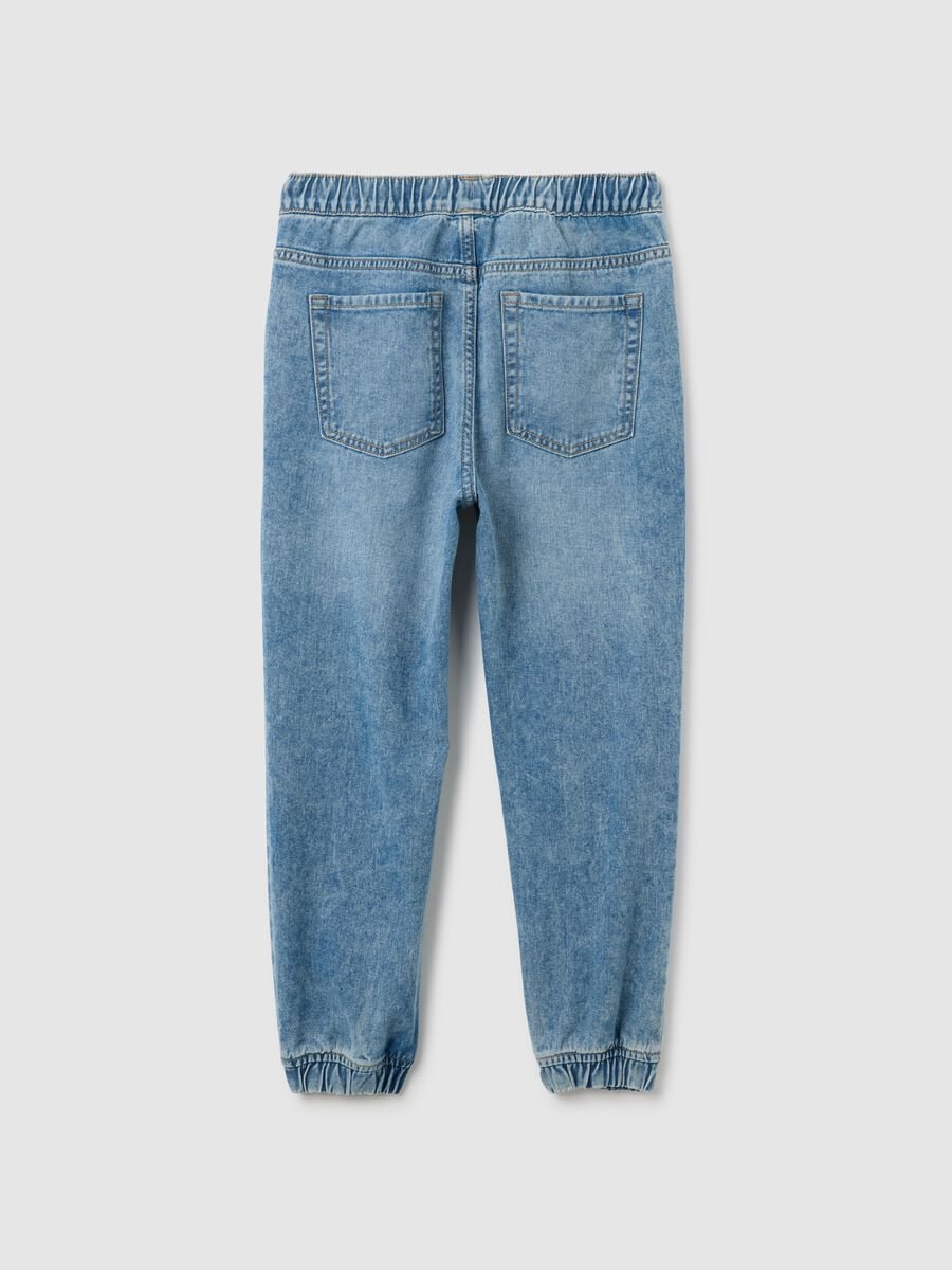 Boys' blue denim joggers in pure cotton regular fit_1