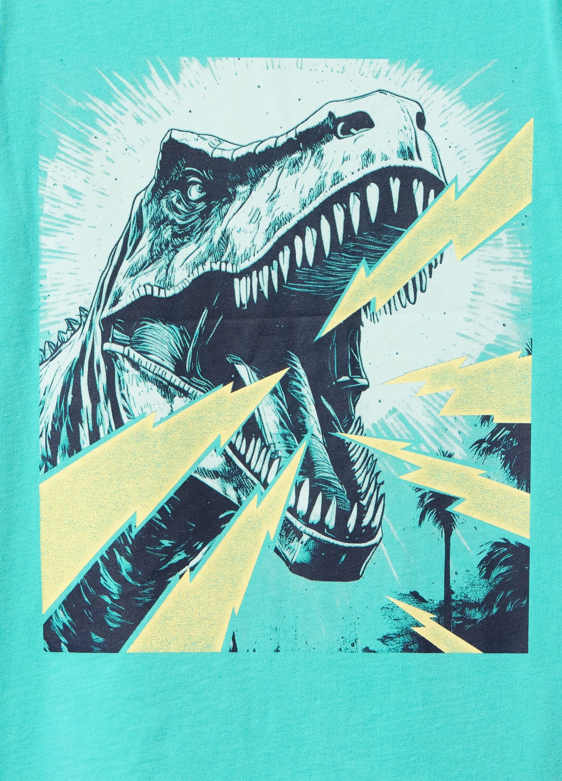 Turquoise Graphic T-shirt with Dinosaur