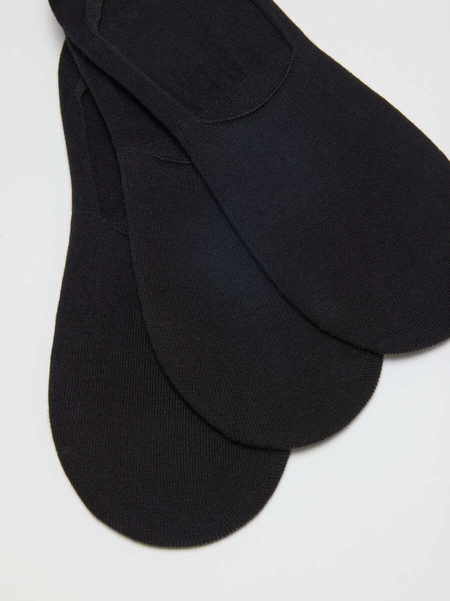 Black Invisible Socks Tripack in Regular Fit Cotton Blend_1