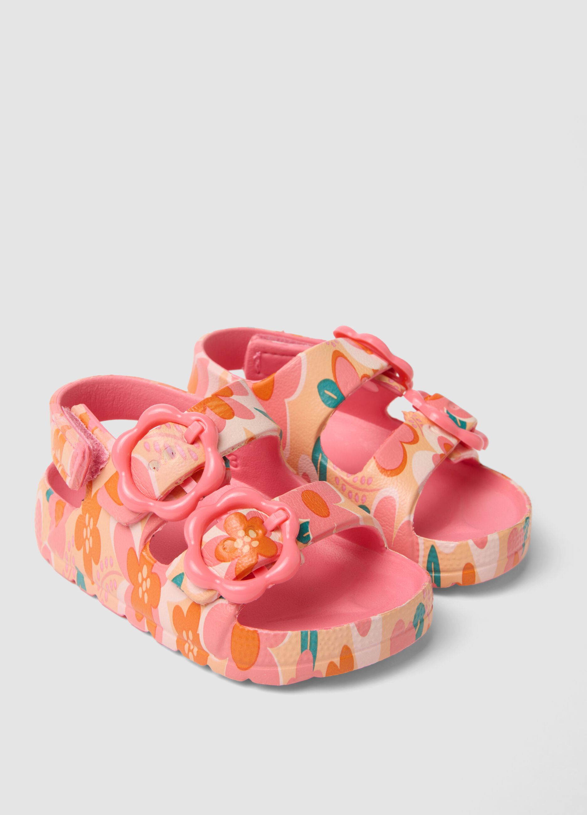 Multicolour baby girl sandals with floral print