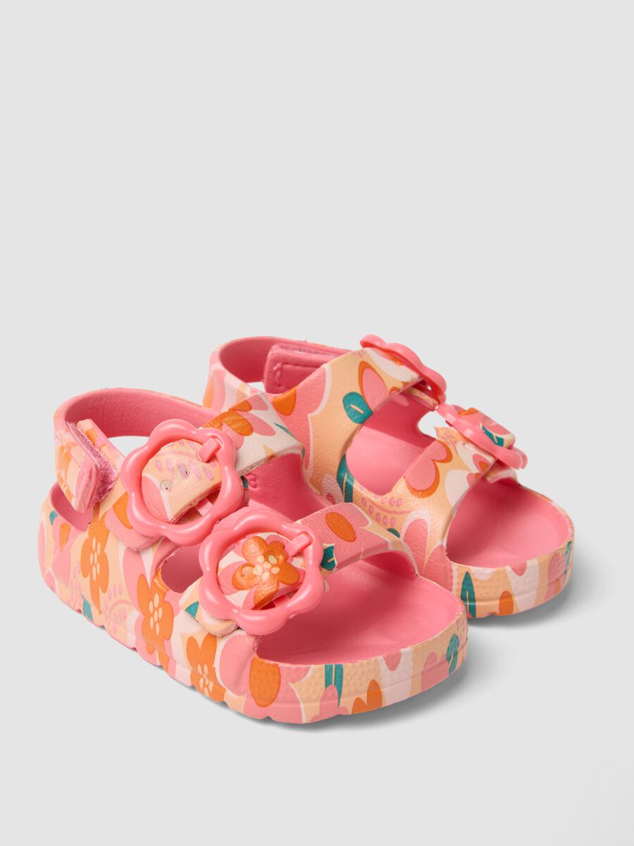 Multicolour baby girl sandals with floral print_1